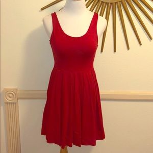 Low Back Sexy and Cute Cherry Red Skater Dress